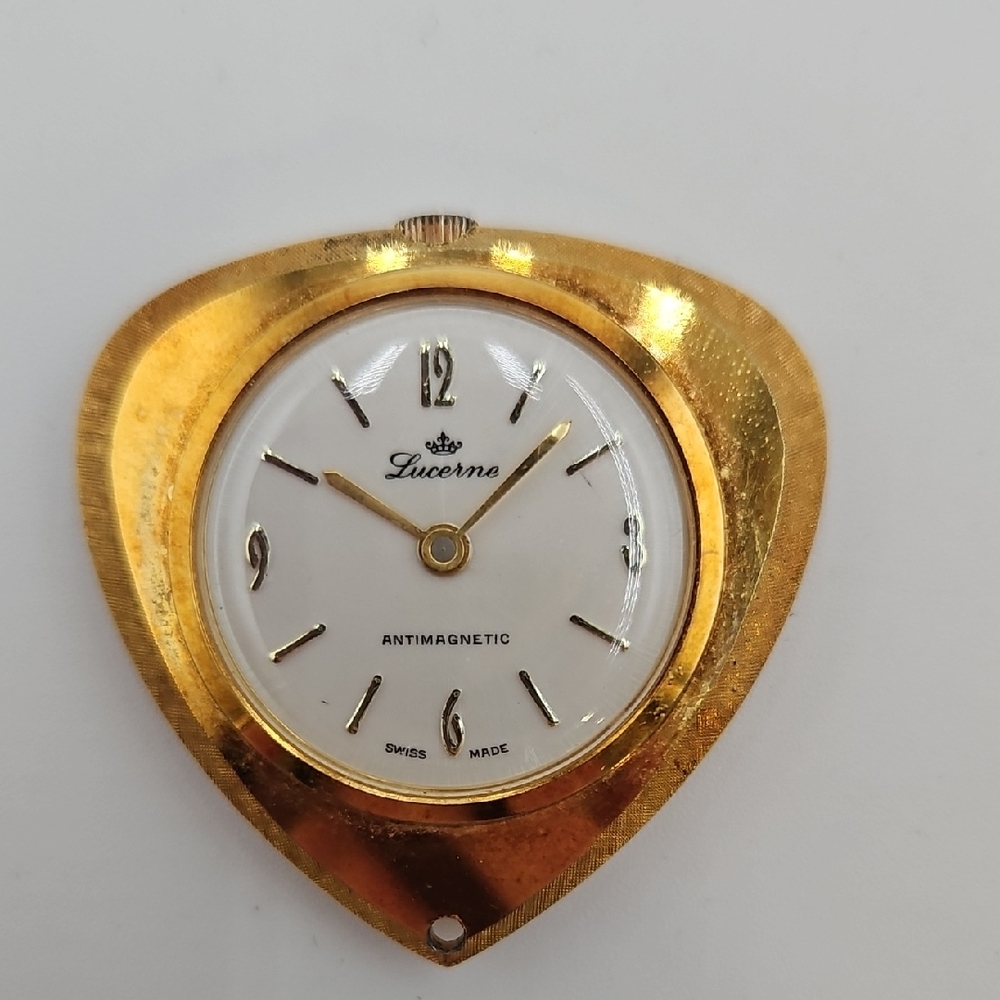 Vintage Lucerne Gold Pendant Watch Ladies Hole For Necklace Swiss Made
